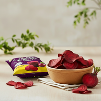Glee Impex Chips de remolacha horneados, salados y bajos en grasas, 50g |   Snack Vegetal Natural Semiblando |   Empacado con Nitrógeno para Mayor Frescura
