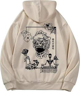 Sudadera con Capucha Gráfica Vintage con Cordón, Manga Larga, Estilo Urbano con Bolsillo - Product Image 3