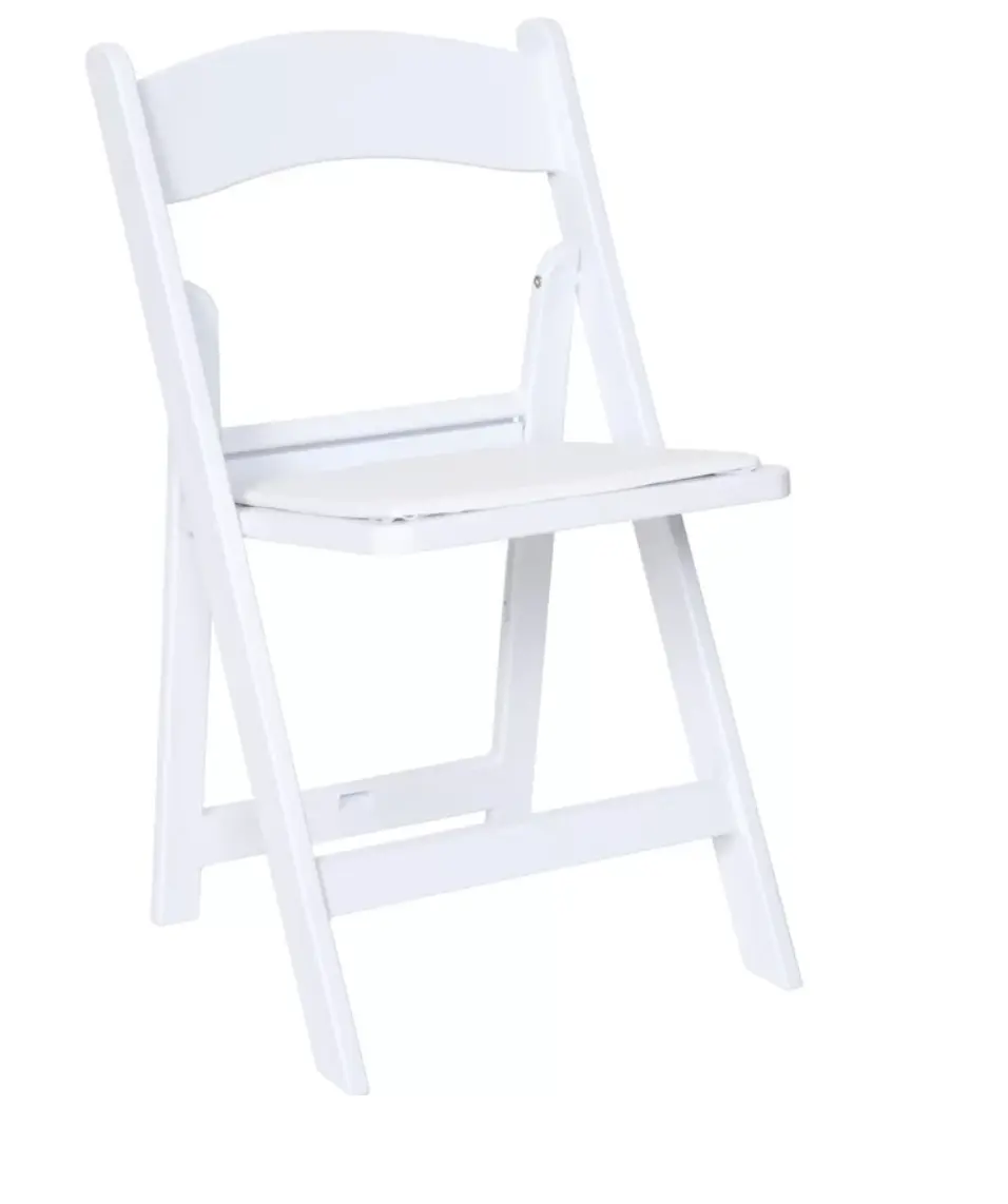 Cadeira dobrável de resina branca para o ar livre, cadeira de casamento, hotel, cadeira