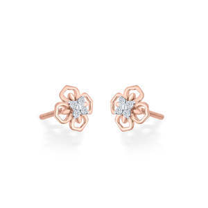 Pendientes de Diamantes con Forma de Pétalo en Oro Rosa para Mujer - Product Image 4