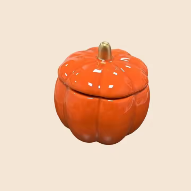 Halloween Luxury Ceramic Candle Jar with Lid Unique Empty Pumpkin Matte Design for Home Decor for Lanterns & Candle Holders