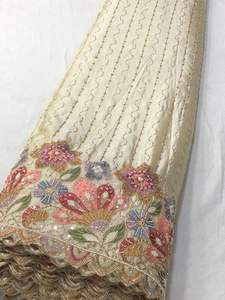 Multicolor Floral Embroidered <b>Silk</b> <b>Fabric</b> with Sequins for Designer Lehenga Sherwani Couture Bridal Dresses Wholesale Bulk Order - Product Image 2