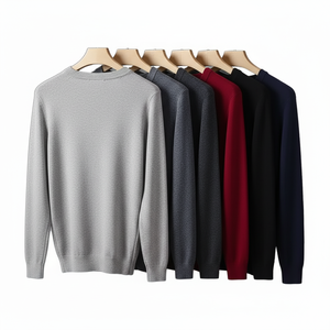 เสื้อสเวตเตอร์ผ้าขน100% สำหรับผู้ชายเสื้อสวมหัวคอวีลำลองสำหรับธุรกิจฤดูหนาวเป็นมิตรกับสิ่งแวดล้อมสีล้วนเทคนิคการปัก - Product Image 2