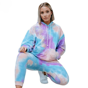 Ensemble sweat-shirt et pantalon de survêtement pour femme, style tie-dye respirant, nouvelle mode, hiver, 100% coton - Product Image 4