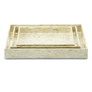 Bandejas de servicio de concha de Capiz hechas a mano tradicionales de alta calidad Bandejas de almacenamiento decorativas para el hogar de lujo - Product Image 3
