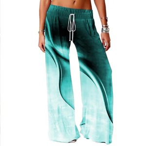 Cravate teinture taille haute pantalon évider pantalon évasé été automne nouveau pantalon ample à jambes larges femmes Sexy Leggings pantalon - Product Image 2