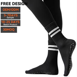 High Quality Women Non Slip Yoga <b>Socks</b> Cotton Breathable Bow Strap Silicone Anti Skid <b>Grip</b> Pilates Custom Logo Sports <b>Socks</b> - Product Image 1