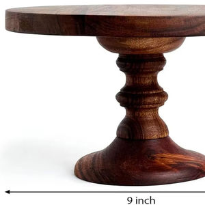 Plateau de service rond en bois avec poignées élégantes, plateau de service alimentaire plaqué or, décoration de table, provenance Inde - Product Image 1