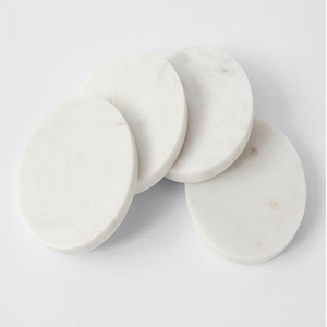 Custom Logo High Quality <b>Marble</b> <b>Coaster</b> Set of 4 White <b>Marble</b> <b>Coaster</b> Set Round Natural <b>Coasters</b> with Gold Edges - Product Image 2