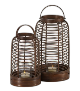 Bougeoir votif en fer fait à la main de style moderne Design unique découpé au laser noir Décoration intérieure de haute qualité Lot de 2 en acier - Product Image 2