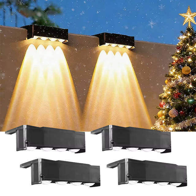Outdoor IP65 Waterproof Decoration ABS Material Solar Powered Wall Light Warm White Led Solar Garden Lights for Fence
