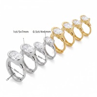 Boucles d'oreilles créoles ovales en moissanite, argent sterling S925, plaqué or 18 carats et platine, sertissage clos, couleur D, VVS, certifiées GRA, unisexe