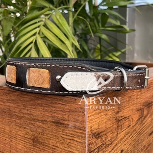 Manufacturer Full Grain Genuine Leather Durable Dog Collar Heavy Duty Cowhide <b>Padded</b> Comfortable Strong Custom Pet Dog Collars - Product Image 1