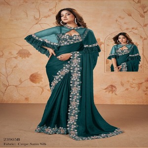 คอลเลกชันล่าสุดผ้าไหมที่มีการเย็บปักถักร้อยงาน Saree ผู้หญิงแฟชั่นผู้ผลิตและผู้จัดจำหน่ายจาก surat AT ต่ำสุด rtae - Product Image 1