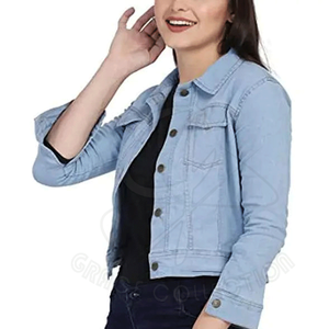 Fabricant de vêtements en gros, vestes en jean courtes avec emballage personnalisé, vestes de couleur unie - Product Image 4