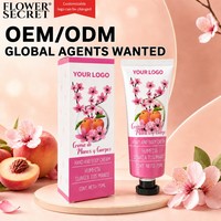Krim Tangan & Tubuh Fermentasi Persik Rahasia Bunga dengan Asam Hialuronat Melembapkan untuk Kulit Normal - Aroma Persik Putih OEM/ODM Global