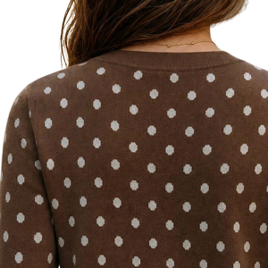 Women Brown Solid Knit <b>Cardigan</b> <b>Sweater</b> Regular Sleeve Button Front Neck Casual Simple Anti-Pilling Top Work Daily Wear Stylish - Product Image 4