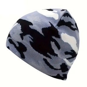 Quân đội màu xanh lá cây Camo Beanie co giãn, Trọng lượng nhẹ đan sọ <span class=keywords><strong>cap</strong></span> cho thời trang dạo phố mới nhất phong cách tùy chỉnh Beanies mũ - Product Image 5