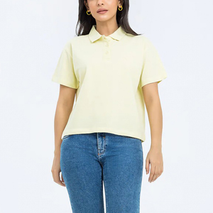 OEM/ODM 100% cotton womens polo shirt 230 GSM comfortable slim fit solid colour Custom embroidered logo polo t-shirt for womens - Product Image 2