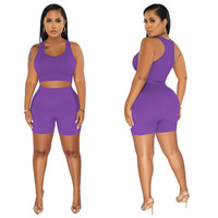 Nouveaux ensembles de sport d'hiver pour femmes en tricot côtelé uni avec boutons, shorts de gym personnalisables à taille haute, style cycliste, 100 % coton