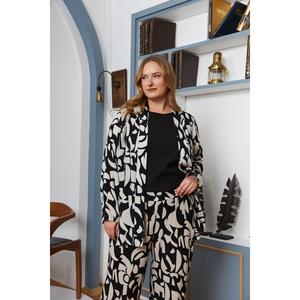 RMG Plus Size Black Viscose Jacket, Camisole, and <b>Pants</b> Three-Piece Set for Women - Comfortable Woven Fabric - Product Image 2