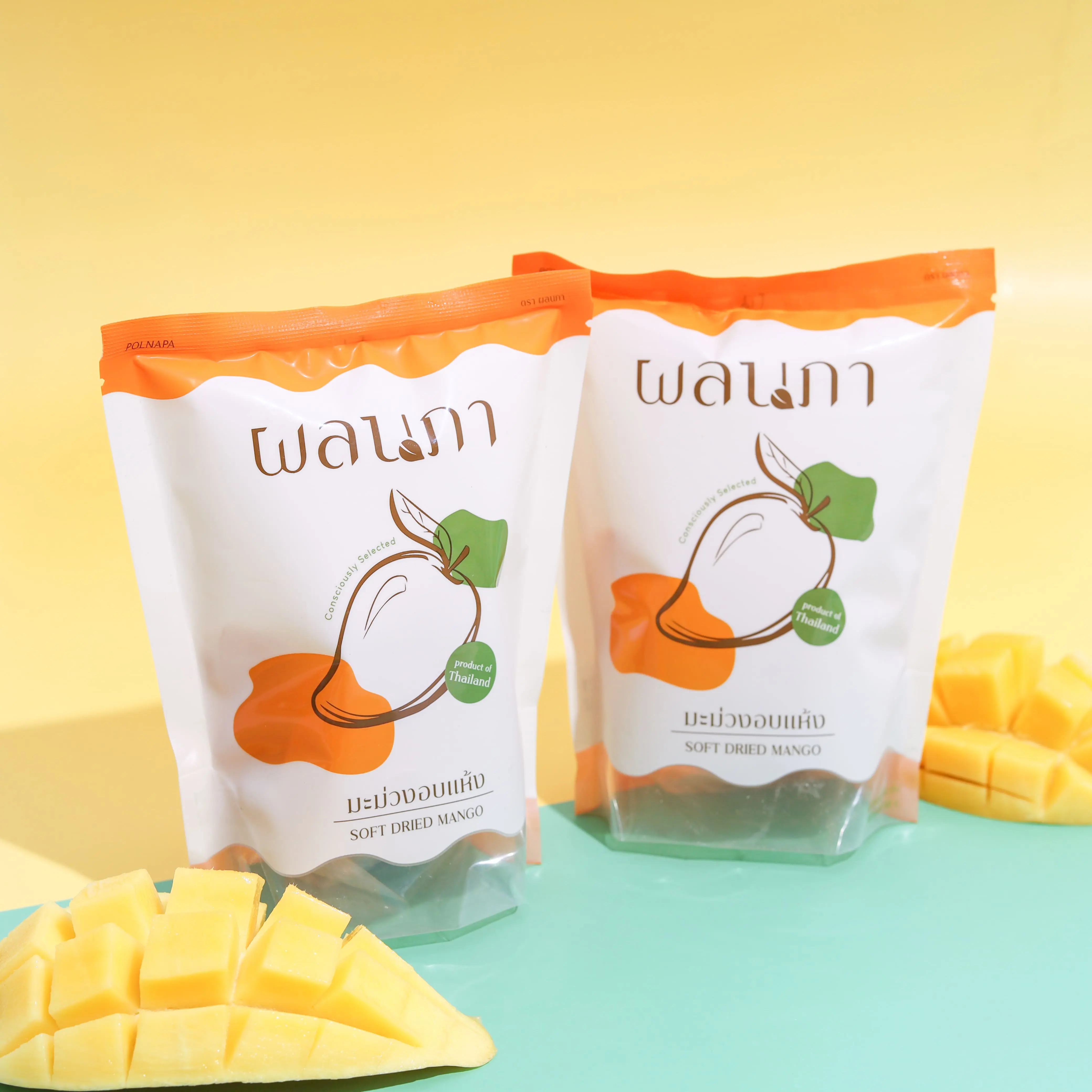 Soft Dried Mangoes Natural Sweetness Normal or Small Bite Size 80 G/Bag Product from Polnapa Mangoes Brand