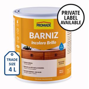 Vernis pour bois d'intérieur à base d'eau OEM, finition brillante transparente, faible odeur, résistant aux rayures, étiquette privée disponible, 4 L - Product Image 2