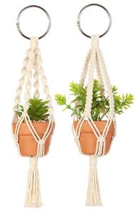 Jardinière suspendue en coton tissé pour plantes en macramé, faite à la main, moderne, pour intérieur, extérieur, balcon ou salon - Product Image 2