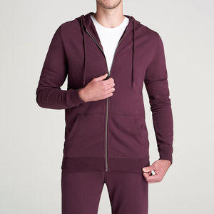 Sweat à capuche zippé pour hommes 100% coton tissu épais unisexe pour épaule tombante avec cordon de serrage sweat à capuche zippé pour hommes bon prix - Product Image 3