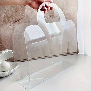 Clear Rigid PVC <b>Flower</b> Tote <b>Bag</b> with Die-Cut Handle Durable Silk Screen Printed Gift Packaging for <b>Florists</b> & Boutiques Reusable - Product Image 5