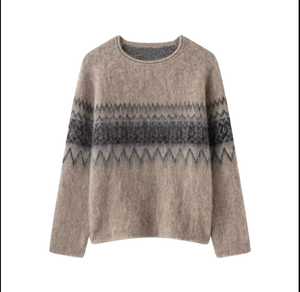 Suéteres Casuales de Otoño para Mujer, Estilo Europeo y Americano Vintage, Elegantes, Simples, Estampados, Tejidos, de Manga Larga, 100% Poliéster - Product Image 4