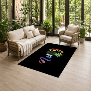 Tapis RUGS DEPOT LXDP-0764 – Tapis d'appoint antidérapant en chenille noir anthracite, imprimé numérique tribal bohème, lavable en machine – Vente en gros - Product Image 6