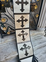 ODM ensemble de linge de table à manger pour la maison chemin de table décor lavage à l'acide cheveux crucifix léopard brodé chemins de table perlés