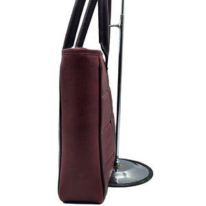 Fourre-tout de bureau élégant en cuir marron pour femmes Panneaux texturés et lisses Double poignées Central Zip Premium Business Handbag OEM ODM - Product Image 5