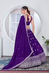 Diseñador más vendido Georgette Lehenga Choli con Secuencia de bordado pesado Trabajo nupcial Lehenga Choli - Product Image 6