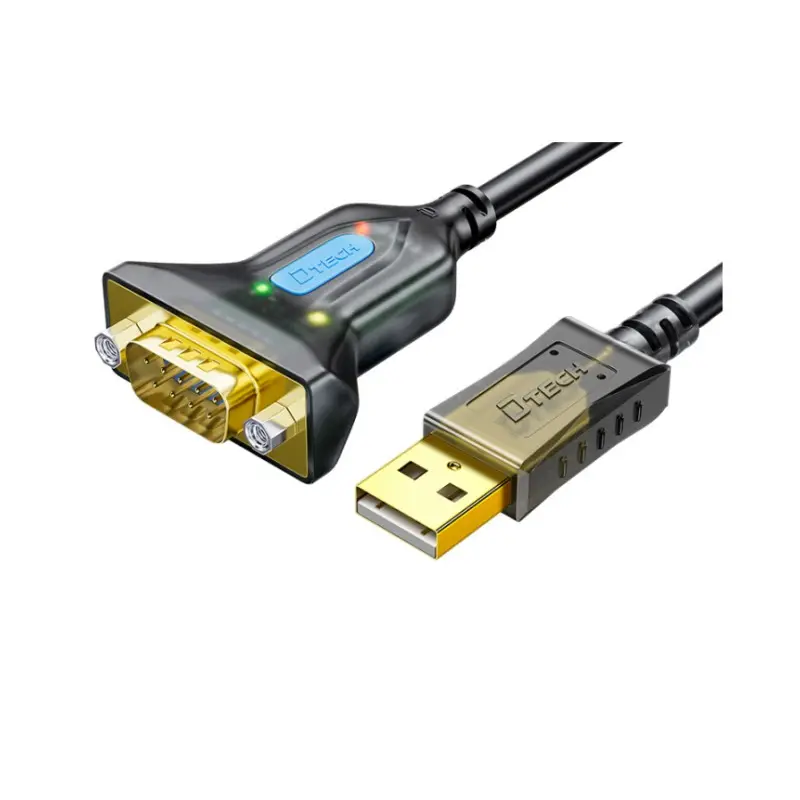 DTECH kabel konverter seri Printer berlapis emas, jalur Data adaptor jantan ke jantan, USB 2.0 ke RS232 DB9 3m