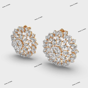 Pendientes de Plata con Baño de Rodio y Diseño Floral con Moissanita, Estilo Lujoso para Bodas y Fiestas - Product Image 3