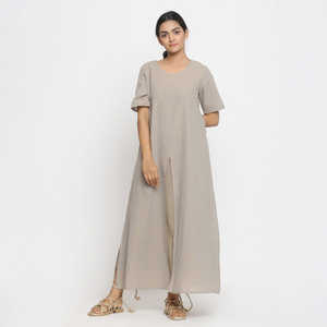 Belle mode mode féminine nouvelle robe maxi à col profond Cool à la mode énorme tissu pour dames avec robe en mousseline de soie imprimée du Bangladesh - Product Image 3