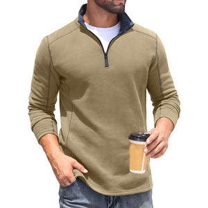 Sudadera con Cierre de Cremallera de Cuarto para Hombre, Ligera, de Manga Larga, Térmica, Estilo Duradero, Mezcla de Algodón - Product Image 3