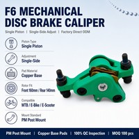 Kaliper Rem Cakram Mekanik F6 Hijau Single Piston Adjustable dengan Bantalan Dasar Tembaga untuk Sepeda MTB, E-Bike, E-Scooter, Sepeda Lipat ODM