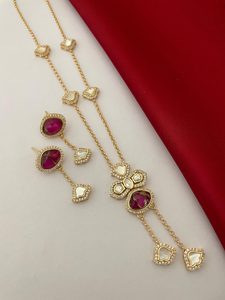 Conjunto de colgante de Polki antideslustre para mujeres y niñas, joyería india tradicional con collar étnico ligero de brillo de larga duración - Product Image 6