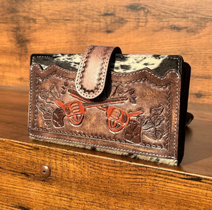 Cartera plegable de cuero con herramientas manuales para mujer, cartera de mano de cuero tallado genuino de alta calidad, cartera de tarjetas de crédito de piel de vaca - Product Image 4