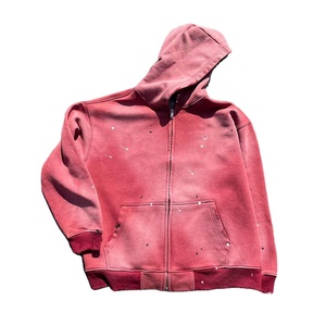 เสื้อฮู้ดซิปรูดซิปสำหรับผู้ชายเสื้อแจ็กเก็ตมีฮู้ดซีดจางปรับแต่งได้พิมพ์ลายคุณภาพสูง - Product Image 2