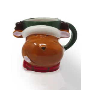 Taza de 200 ml con Diseño de Reno 3D Estilo Caricatura, Logotipo Termotransferible, Pintada a Mano, Apta para Lavavajillas, con Cuchara Incluida, para Regalos Promocionales - Product Image 4