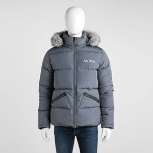 Chaqueta de Invierno para Hombre 2026, Personalizada, con Capucha de Piel Sintética, Bordado, Impermeable, Ecológica, Cálida, Acolchada, con Cierre, Chaqueta para el Frío - Product Image 1