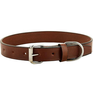 Collar de piel marrón para perro, elegante diseño personalizado con herrajes ajustables - Product Image 1