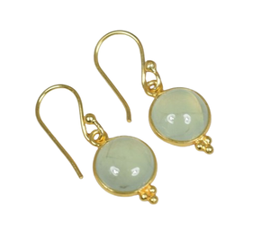 Joyería de plata fina hecha a mano, pendientes clásicos para niñas, Prehnita sólida, Plata de Ley 925, piedras preciosas naturales, joyería de sello 925 - Product Image 1