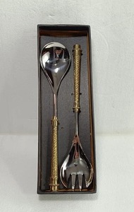 Ensemble de service à salade en laiton élégant poignée décorative ustensiles de cuisine pour table restaurant fête utilisation - Product Image 3