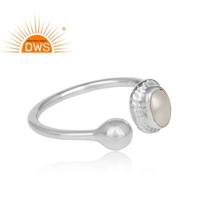 Anillo ajustable de perlas naturales de plata de ley fina de último diseño, joyería personalizada para mujer, regalo para ella - Product Image 4