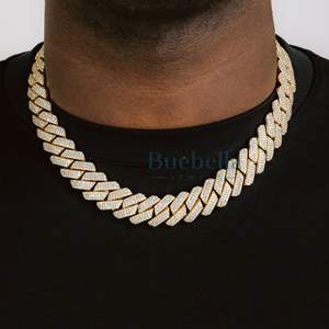 Joyería fina de plata 925 para hombre, cadena de eslabones cubanos de diamante moissanita de 19mm, cadenas cubanas heladas para hombre, joyería fina - Product Image 1